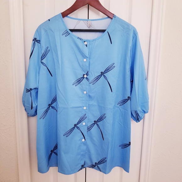 Blue Dragon Fly Blouse - Picture 4 of 8